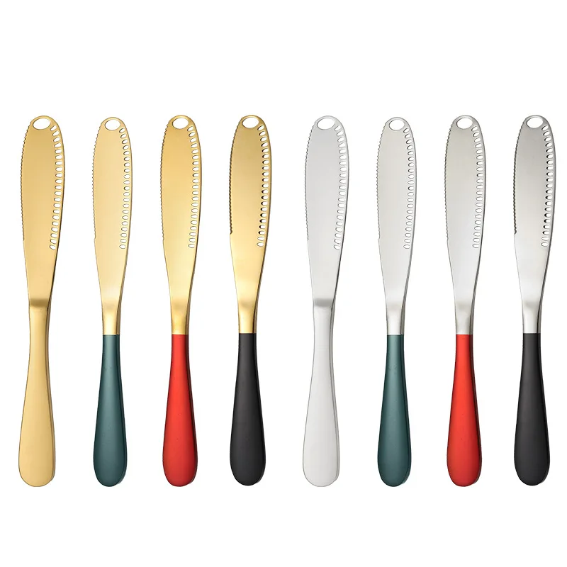 
Factory direct hot sale Amazon hot sale stainless steel butter cheese butter knife with hole spatula bread jam cheese knife 