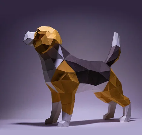 Beagle Dog 3D Origami paper Charming Home Decor for Living Room, Educational Hobby and Holiday Party DIY Origami paper