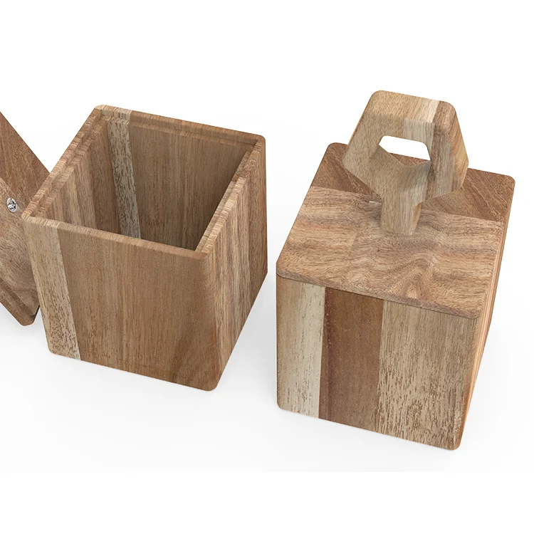 Nordic Kitchen Lids Seasoning Spice Jars Wood Vintage Salt and Pepper Shakers with Lid