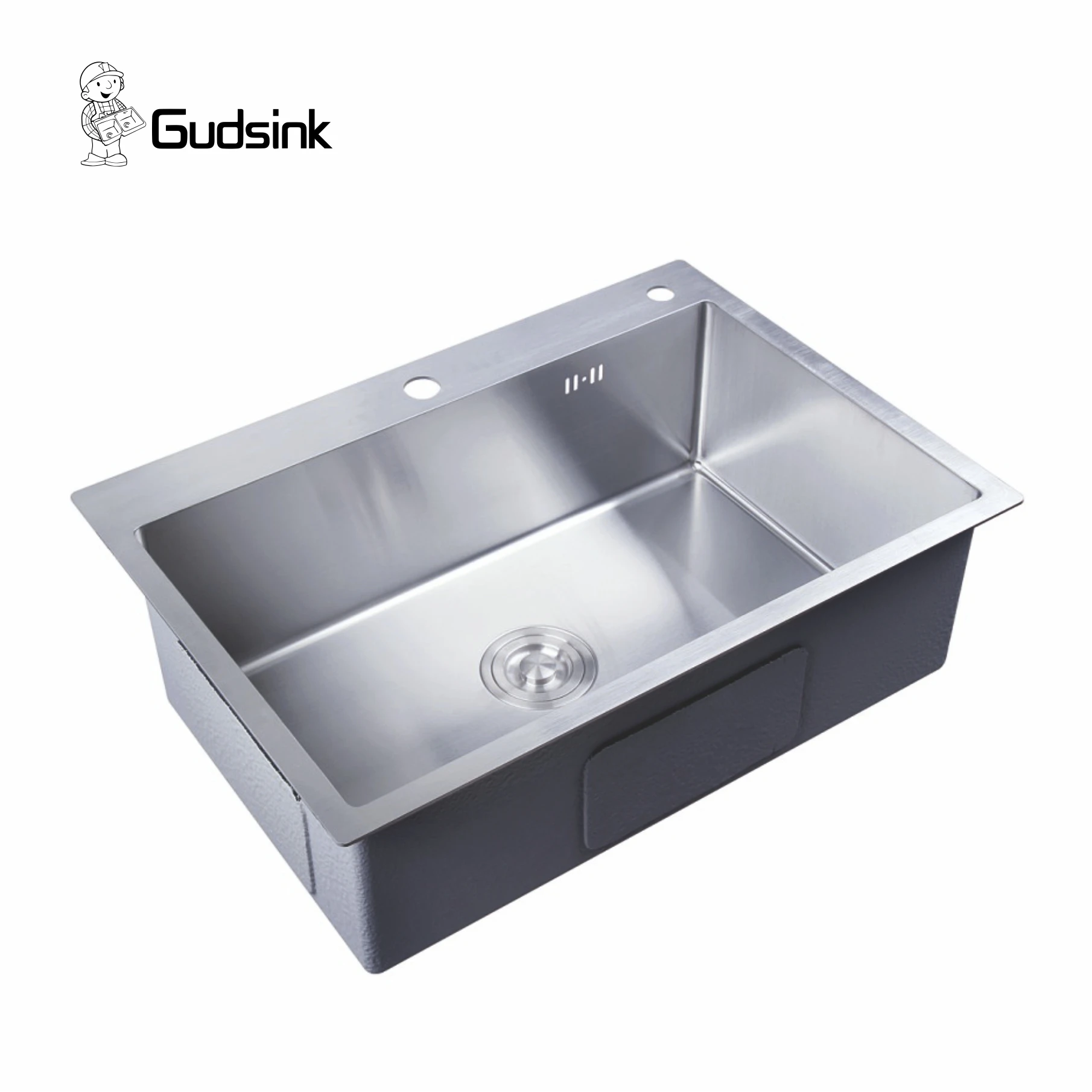 Gudsink 6045 top mounted above counter single farmhouse sink brushed Finish stainless steel handmade kitchen basin sink