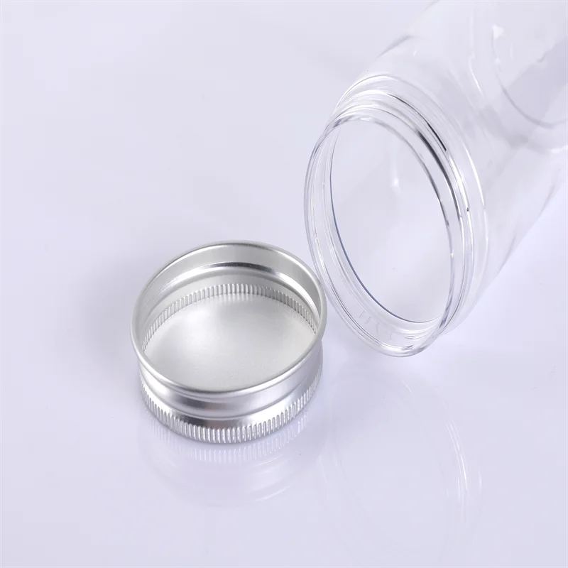 wholesale empty transparent pet plastic cosmetic custom skin cream jar with white lid