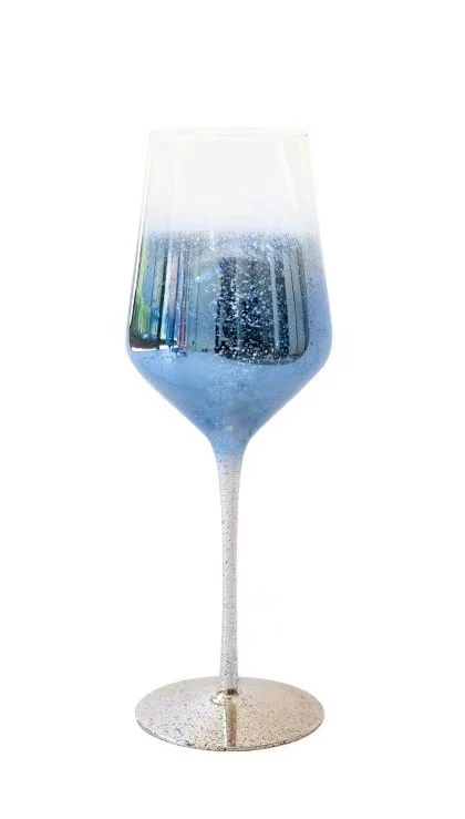 Customized Plating Coloured Wine Glass 450ml Pink Long Stemmed Color Red Wine Glass For Wedding
