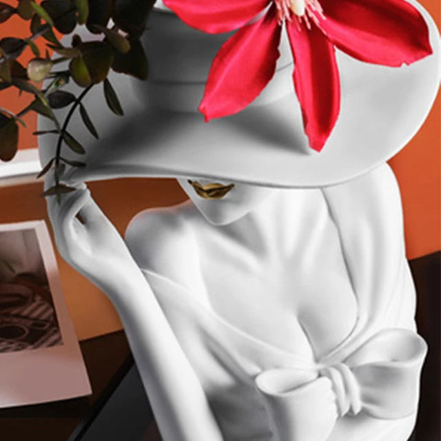 Simple Hot Sale Elegant Goddess Resin Crafts Flower Arrangement Resin Vases Decoration