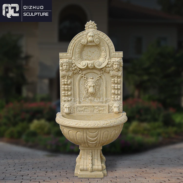 Custom Garden Outdoor Hand Carved Stone Marble Wall Mounted Decor Water Waterfall Fountains