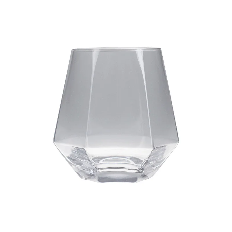 
Modern simple geometric glass wine restaurant household drink six-sided diamond mouth cup 