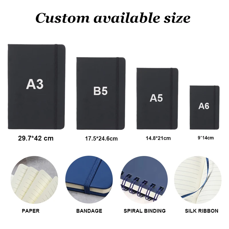 Wholesale A5 A6 A7 Customize Logo Blank Colored Ruled Notebook Hardcover Colored Promotional Advertising Notebook for Students