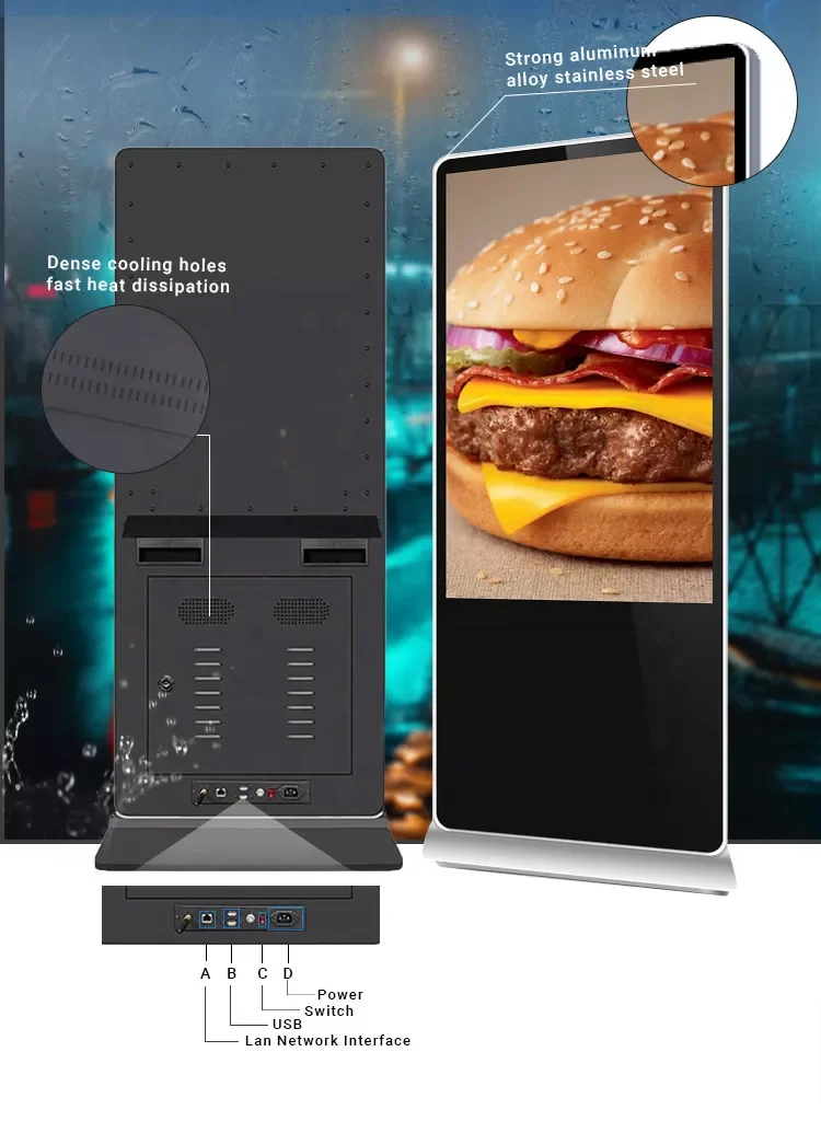 55 inch wall mounted digital signage floor stand electronic advertising screen