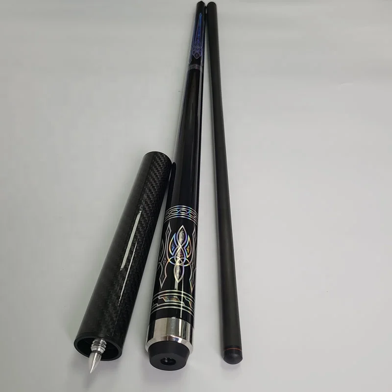 Xmlivet black/white full carbon Pool Billiard cues with extensions decal design with radial/uni-loc joint for 9 balls cue sticks