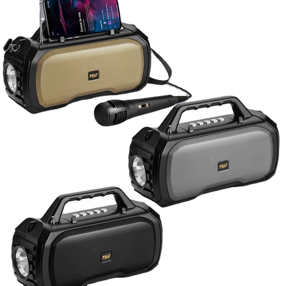 New design MF-217 woofer speaker with LED light portable support solar powered karaoke speaker wireless party speaker