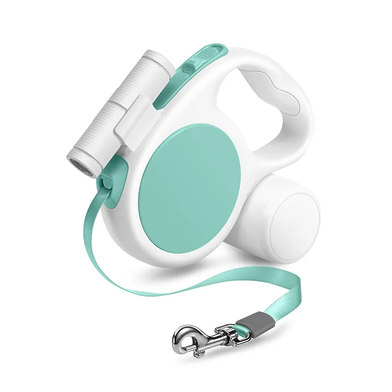 Multi-functional Durable Nylon Extendable Automatic Retractable Traction Rope Dog Leash with Poop Bag Dispenser