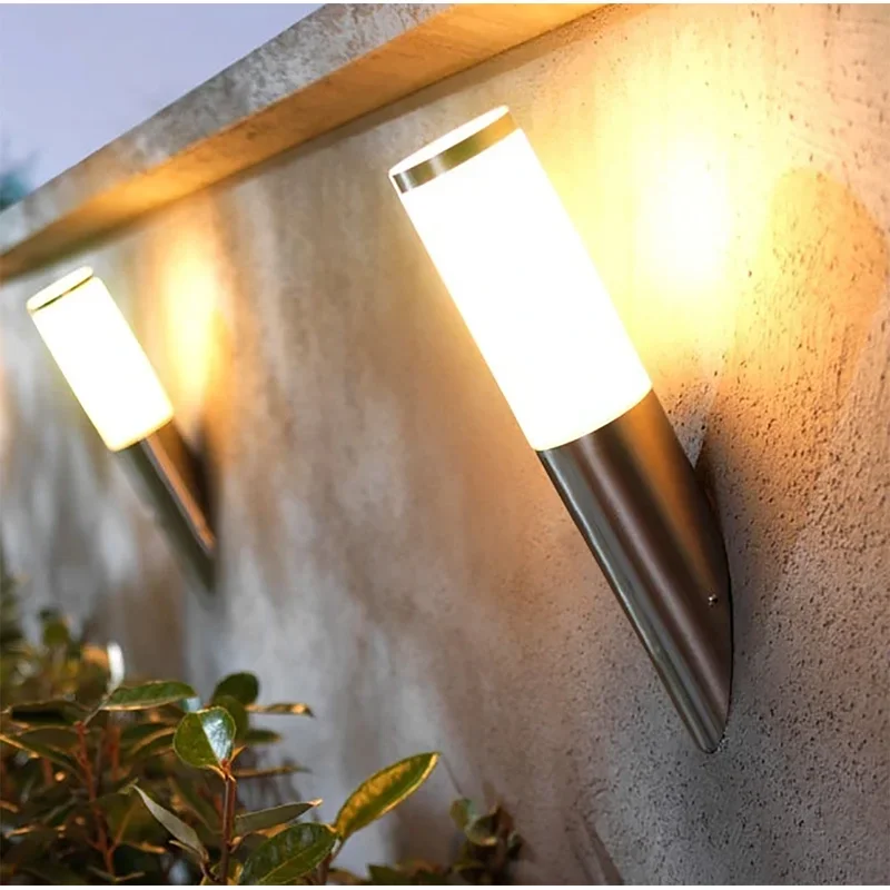 ip44 stainless steel slanted cylinder pc pipe e27 outside outdoor wall light fixtures garden
