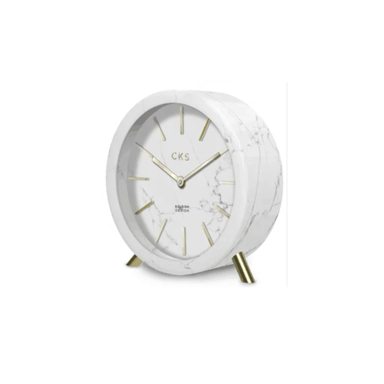 Unique natural stone marble table clock for home hotel living study room decor vintage onyx table clock