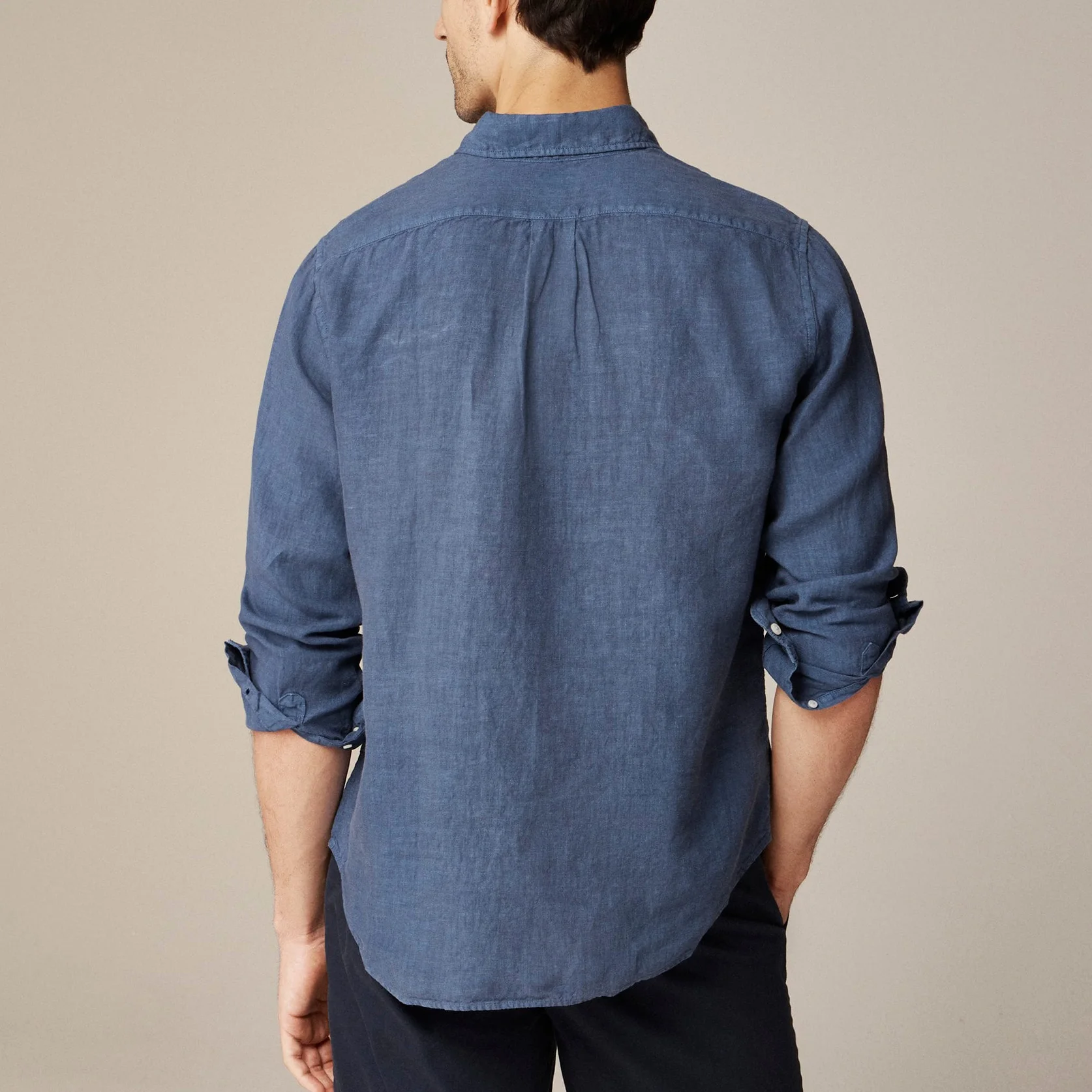 Custom Wholesale Casual Long Sleeve Breathable White Cotton Linen Shirt For Men