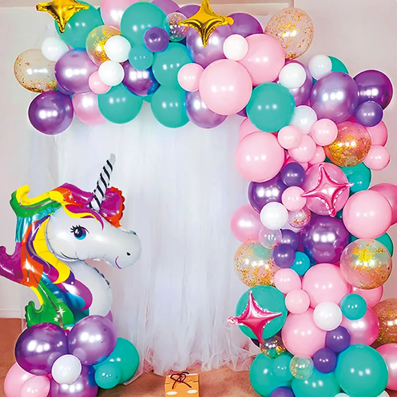 Moon Star Foil Happy Birthday Balloon Macaroon Latex Balloons Arch Garland Kit Birthday Baby Shower Decoration