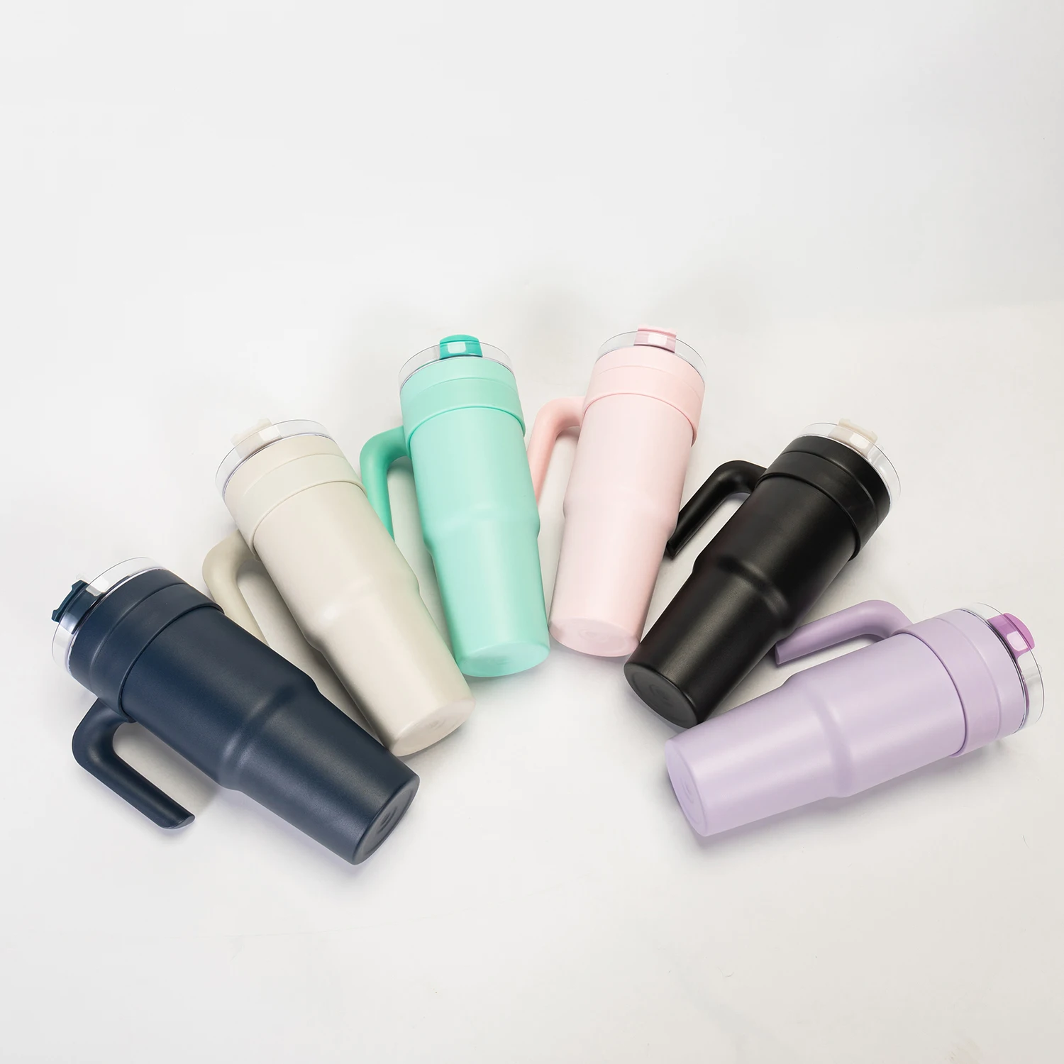 Custom Logo Sleeve Matte powder coated 40Oz Car Cup Mug Tumbler With Handle