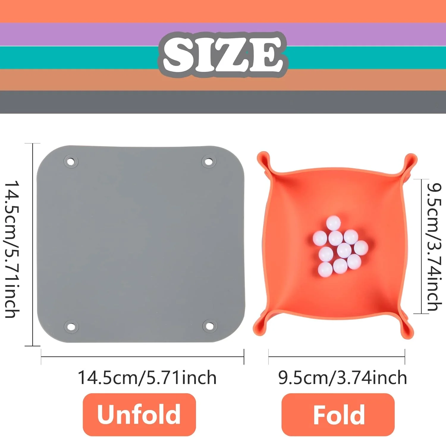 Silicone Collapsible Board Game Storage Bowl, Portable Folding Tray Accessory Holds Tabletop Bits, Dices for Party Game