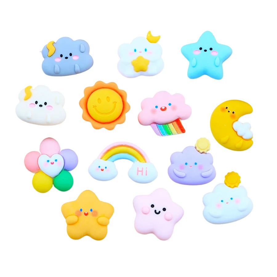 cute cartoon matte sky moon star sun flatback resin cabochons hair clip clasp accessories