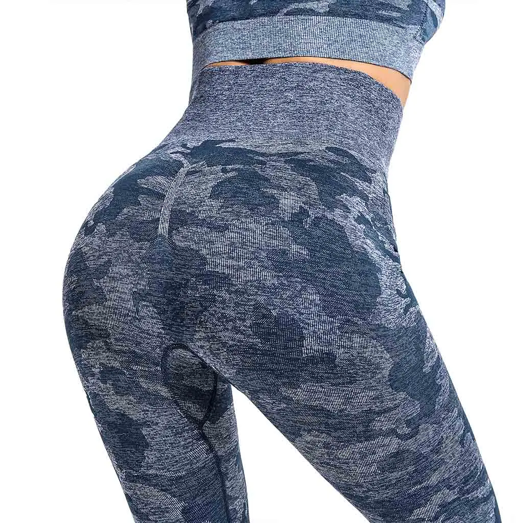 High Waist Tummy Control Yoga Pants for Women Camo Seamless Compression Leggings Fit Workout Tights