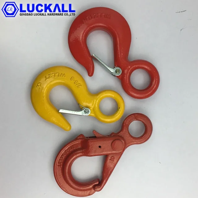 Alloy Steel 320 US Type Drop Forged Eye Type Hoist Hook With Latch With Ce Certificate