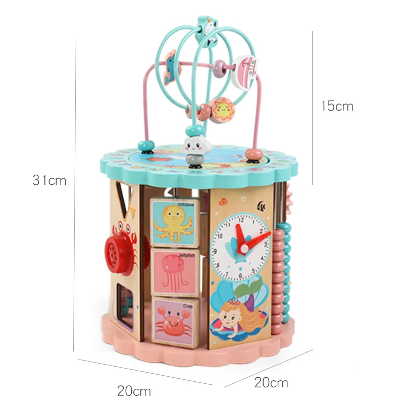 Wooden Activity Cubes Educational Bead Maze For Toddlers Girl Airplane Toy Kid Boys Tablet Learning Toys New  2022 Toys