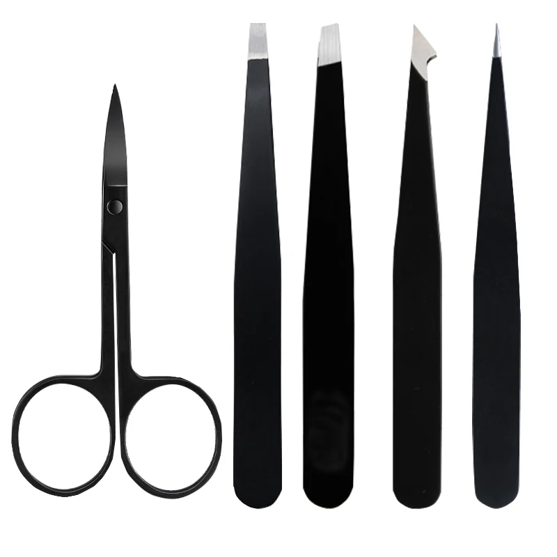 Wholesale China eyebrow trimmer Stainless steel eyebrow knife beauty tweezers set lash tweezer  lash extension tweezers  laah