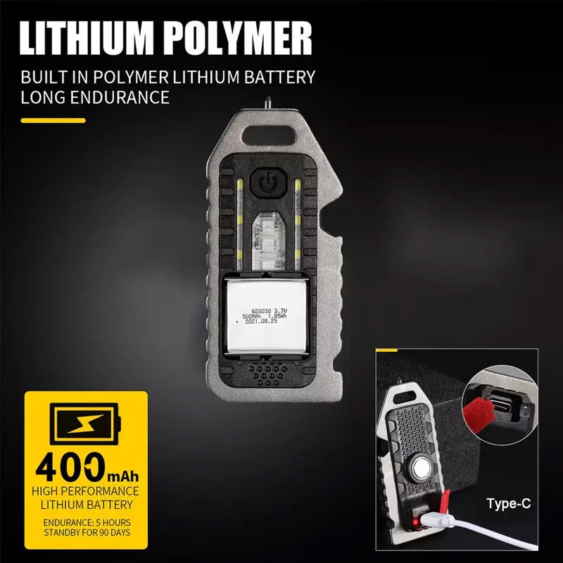 Mini LED Flashlight Keychain Light Strong Light Portable Torch White Yellow Red Light Tricolor