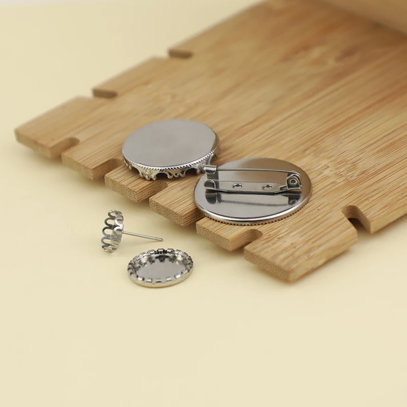 Manufacturers Wholesale Jewelry Accessories Round Earrings Brooch Accessories 316 Stainless Steel Gem plate