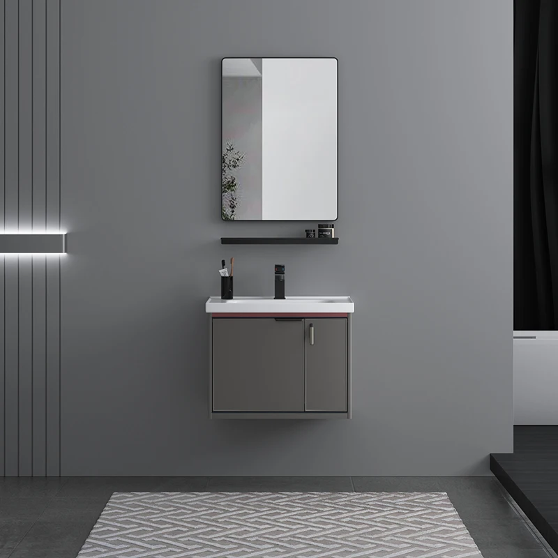 Modern European Design High Quality Wall Mount Bathroom Vanity Cabinet Set Aluminum Washbasin with Aluminum Carcase