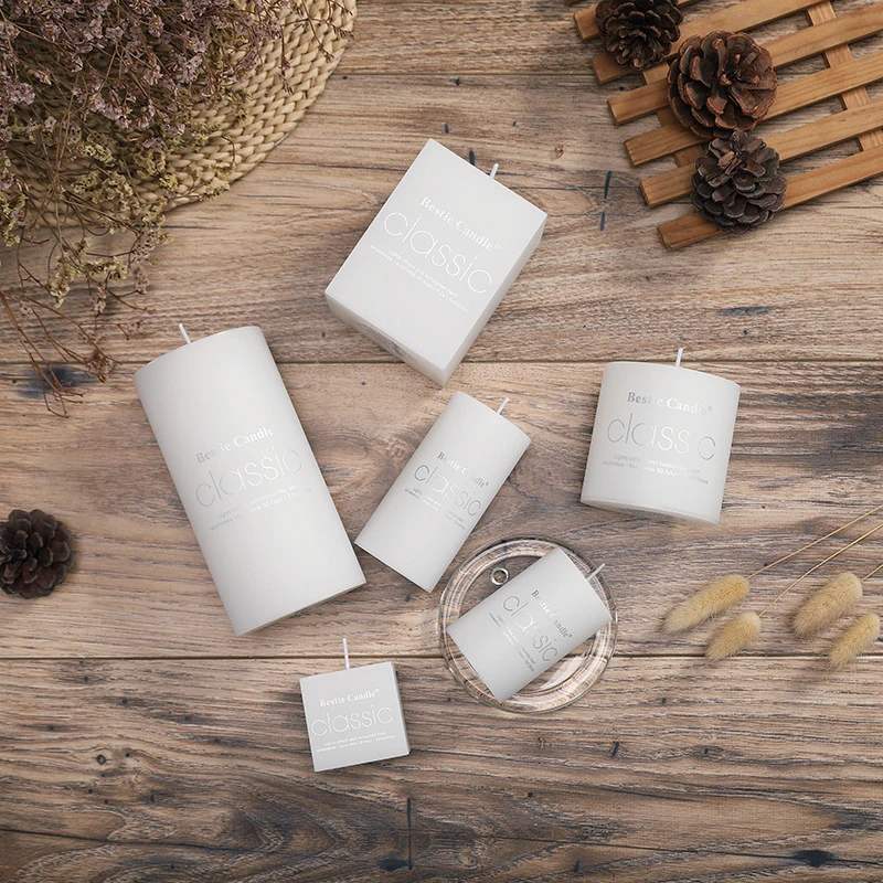 Factory Supply European Style Long Tall Flameless White Pillar Candles Different Sizes Paraffin Cylindrical Candle