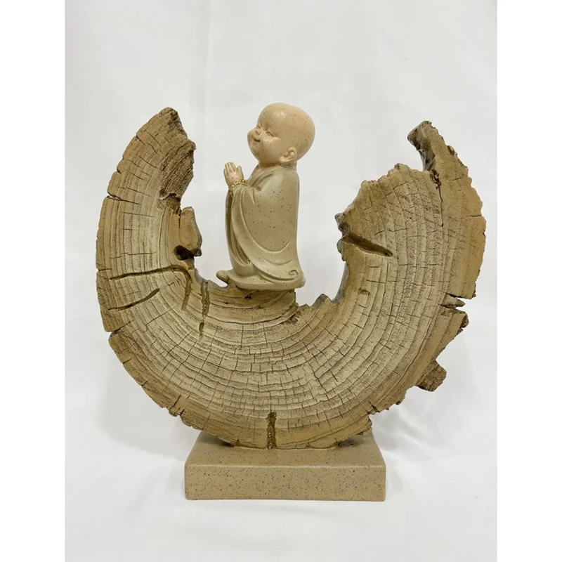 newly resin molds  meditation decor fengshui cute little monk on base statue
