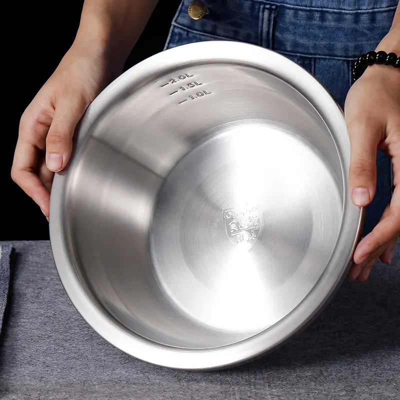 
Deep Heavy Duty 304 Stainless Steel Mixing Bowls Metal Basin Metal Salad Bowl Stackable For Space Saving Storage 