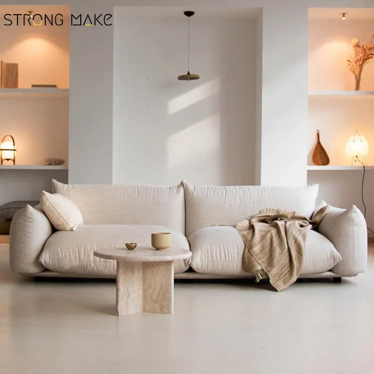 Three-Seat Home Minimalist Simple Modern Lounge Furniture Hotel Small Apartment Living Room Fabric Vintage Sofa For Living Room