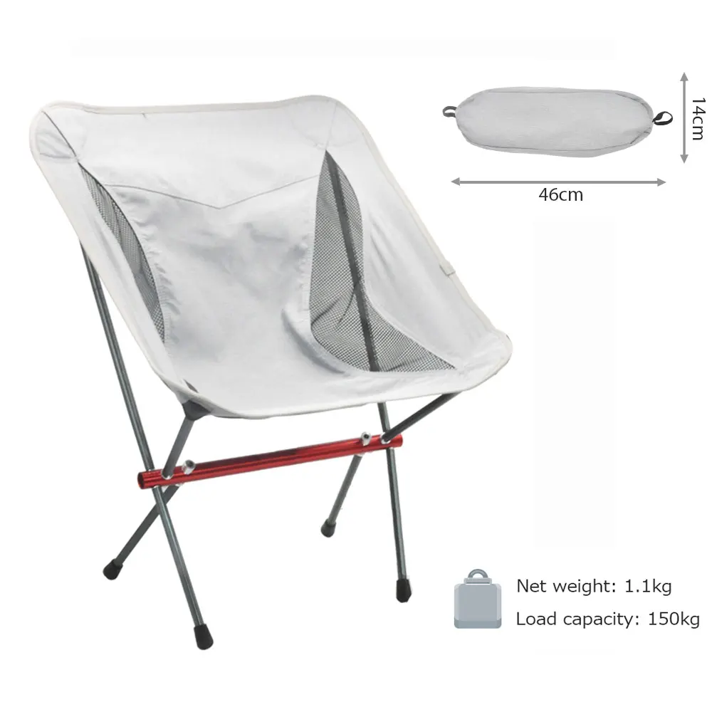 2021 Aluminium 7075 Portable Oxford Fabric Folding Moon Fishing Beach Camping Chair with foot rest