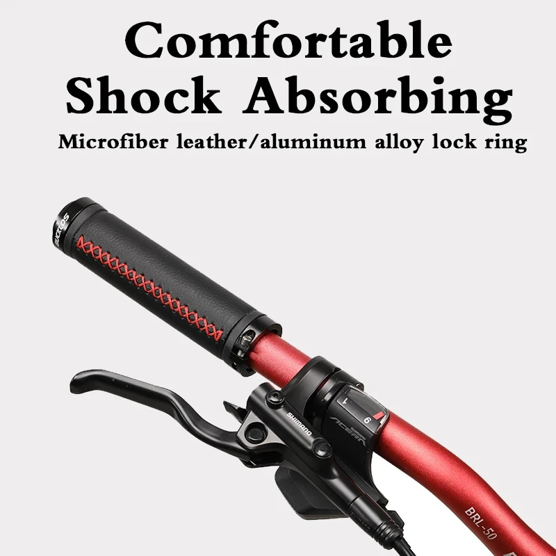 OEM/ODM BUCKLOS Bicycle Handle Lock Grip 22.2mm Shockproof Microfiber Leather Non-slip Comfortable MTB Grips Mountain Bike Parts