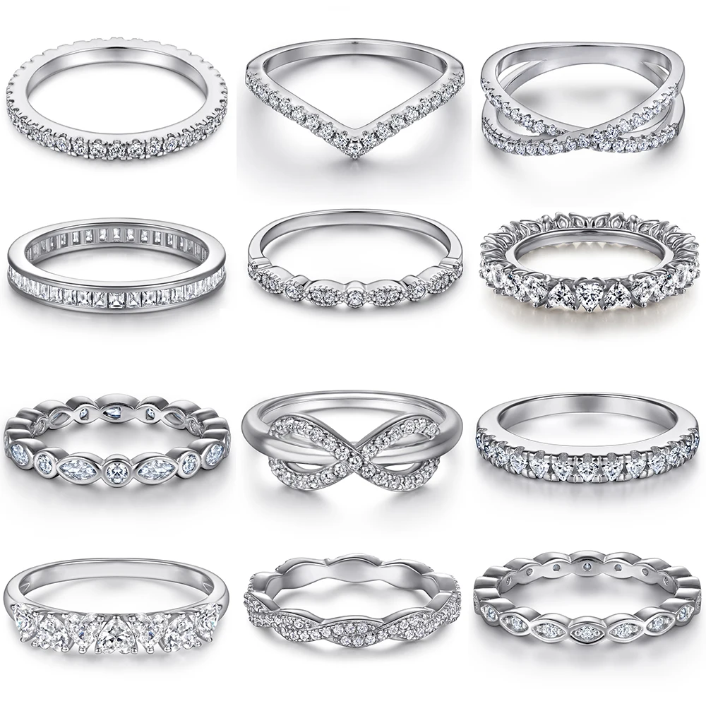 Luxury  Lovely Wedding Ring In 925 Sterling Silver With Rhodium Plated CZ Engagement Rings
