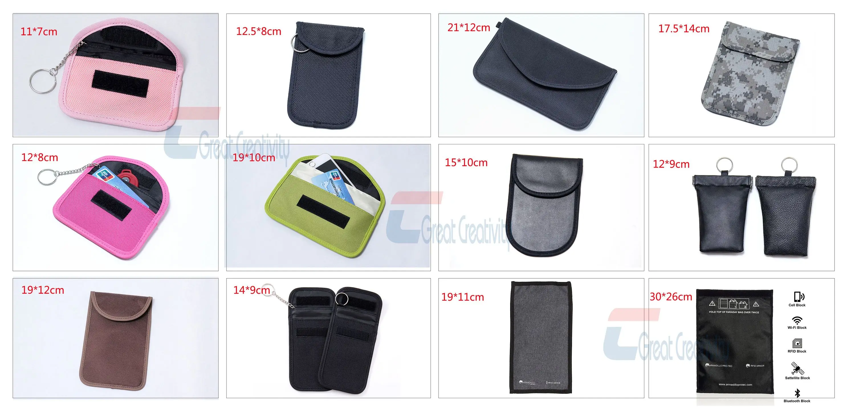 For Cell Phone/Notebook/Car Keyfob Privacy Protection Anti-theft Faraday Bag Pouch Case/RFID Signal Blocking Bag