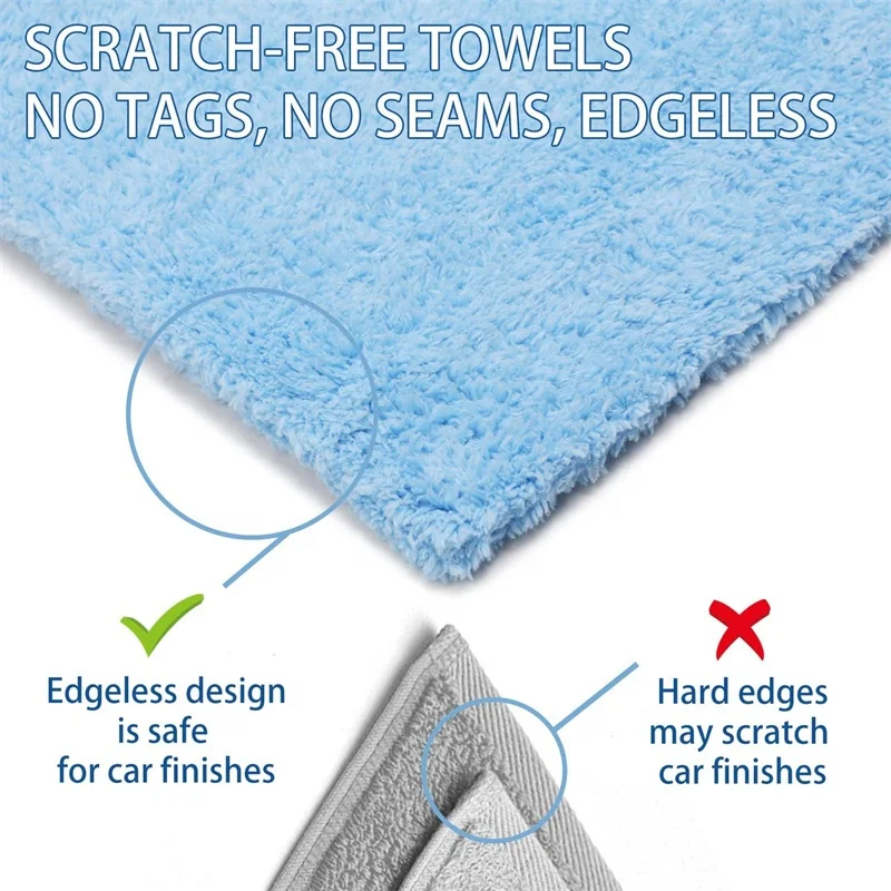Microfiber Towels for Cars, Car Drying Wash Detailing Buffing Polishing Towel with Plush Edgeless Microfiber Cloth, 450 GSM