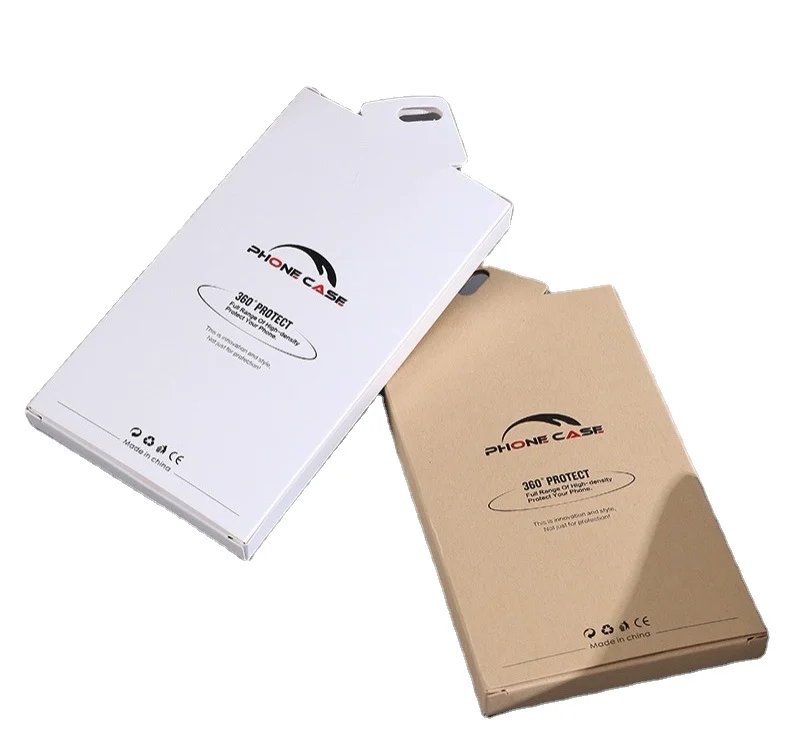 custom logo printed cell phone case packaging box with a hanging hook Mobile phone box with see-through window packaging box