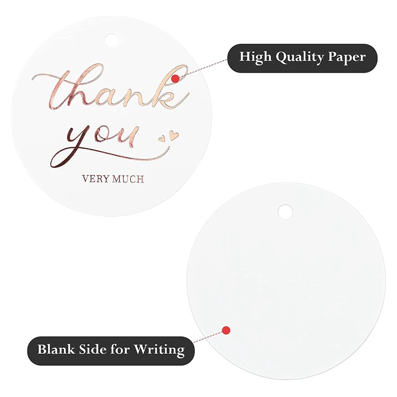 Personalized Present Thank You Very Much Tags Round Rose Gold Thank You Gift Tags with String for Party Wedding