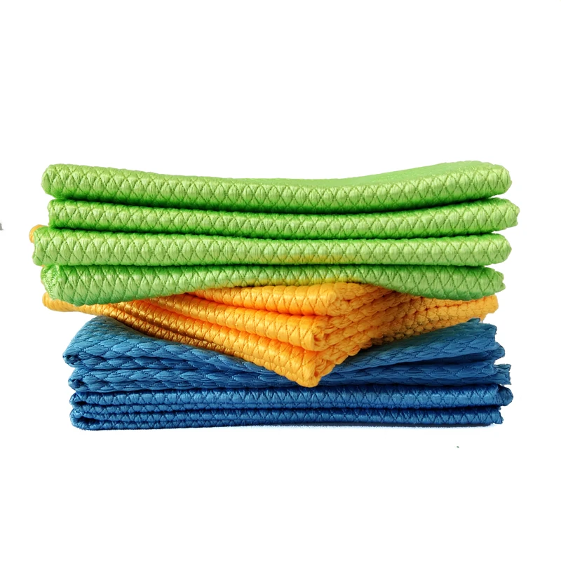 25x25cm Fish Scale Dish Towel Microfibre Cleaning Cloth Microfiber Kitchen Towel Lint-free Glass Window Polishing Cleaning Cloth