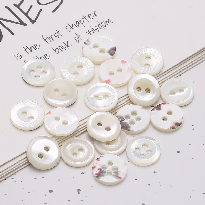 Classic Round Two Holes White Shell Buttons for Shirt - High-Quality and Stylish Fashion Accessory