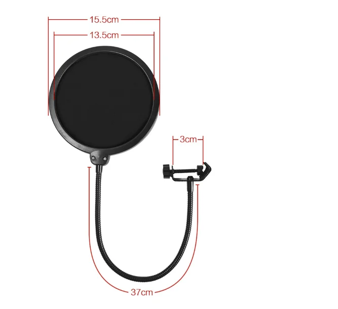 Pink Microphone pop  filter 6 inch Dual Layered Shield with Flexible 360 degree Gooseneck Clip Stabilization Arm