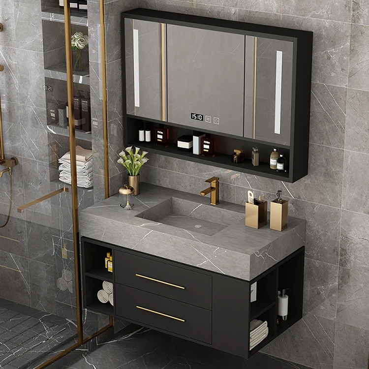 2023 Custom new style 40 inch Floating wall 1 Sink hanging 2 Drawers bath furniture Bathroom Vanity Cabinet