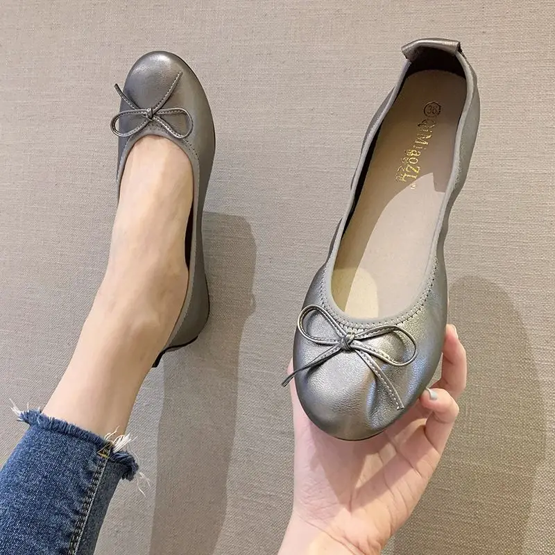 Наружные Повседневные Вечерние балетки с закрытым носком модные складные туфли на плоской подошве для женщин