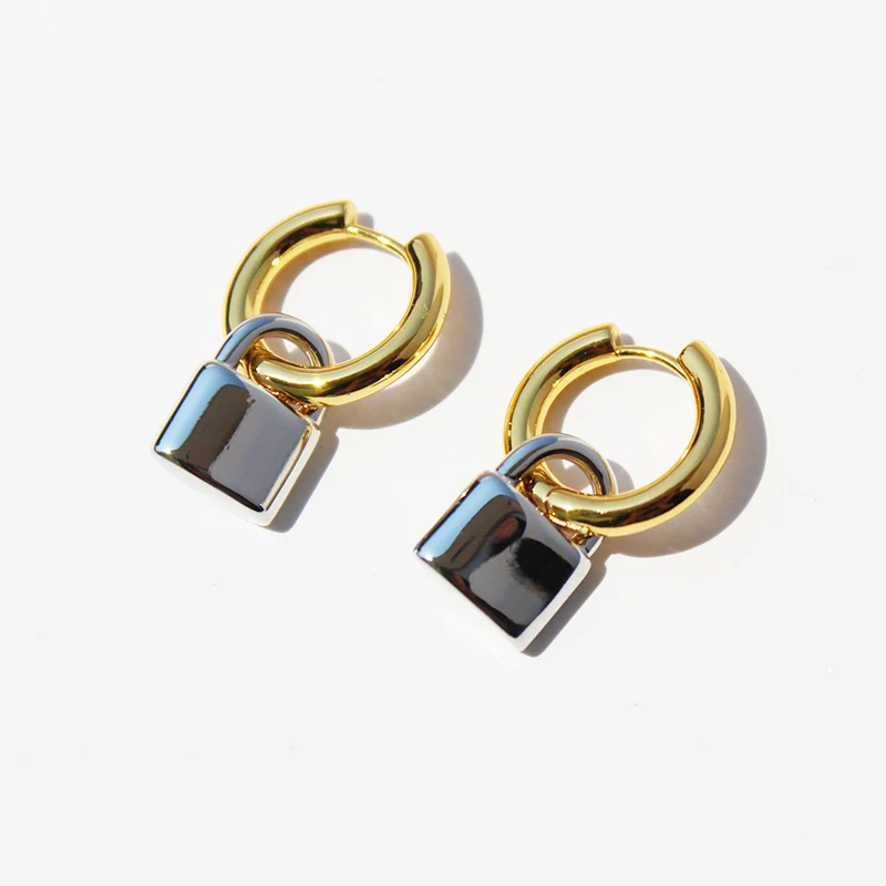 Медное покрытие, 18k золото, модная преувеличенная Маленькая подвеска с замком, персонализированное ушное кольцо, Ушная пряжка, женские серьги hopo 368