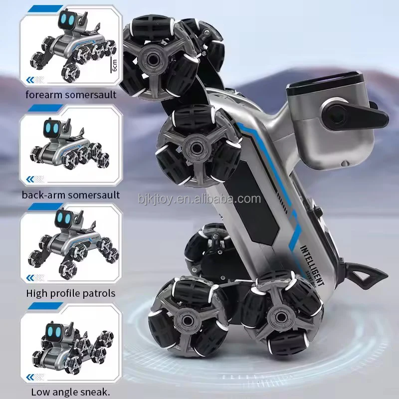 Hot Rc Robot Dog 18mins Play Time Light Up Music 8 Wheels Model Rc Stunt Car Robot Dog Toys Rc Cars