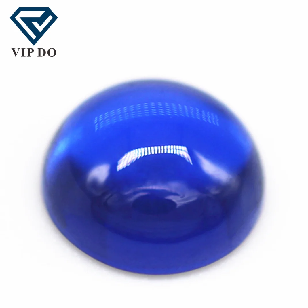 Round flatback cabochon cut 34# blue sapphire corundum loose gemstones round cabochon synthetic 34# corundum sapphire gemstones