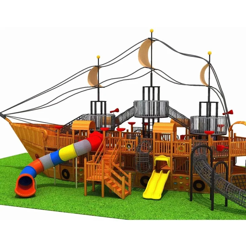 Plastic Slide and Wooden Kids  Houses Playhouse with outdoor playground Slide and Climbing swing Kids Wood Indoor  playground Sl