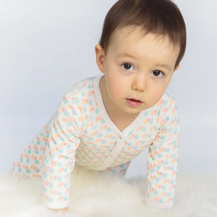 
2021 Organic Cotton Custom Printed Baby Bodysuit Baby Rompers Newborn Baby Clothes 