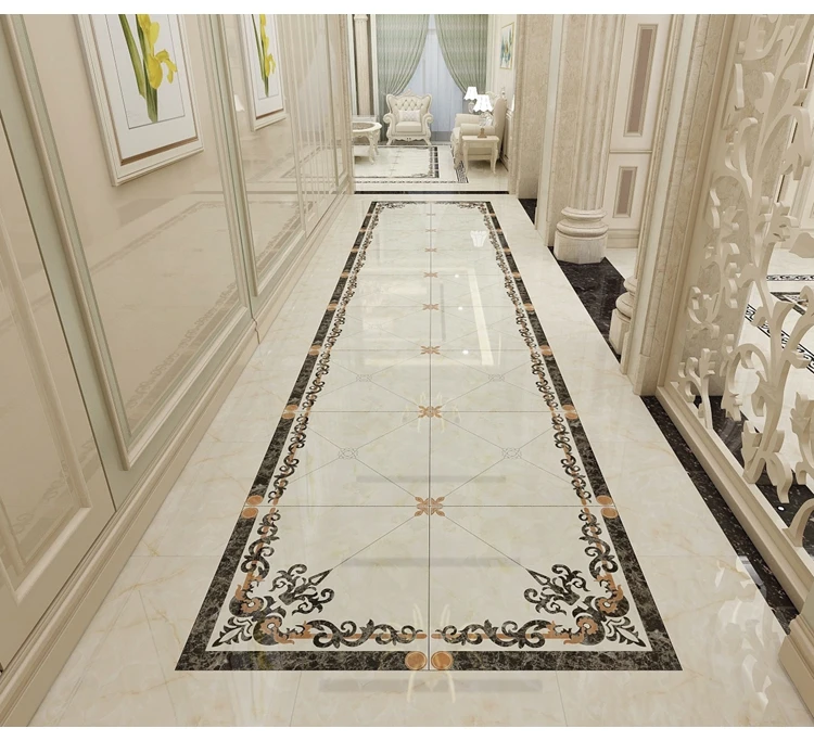 Hasin Large Quantity New Designs Popular Exterior Ceramic Floor Polished Crystal Carpet Puzzle Ceramic Tiles(4 in 1)